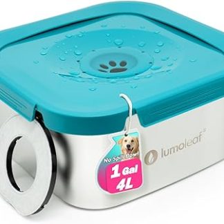 Миска для воды LumoLeaf с фильтром, предотвращающая проливание, для крупных собак, 4 л, синяя, медленная подача, для собак, которые сильно пачкаются водой, без капель и брызг, подходит для семей с несколькими собаками.
