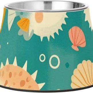 Симпатичная миска для собак Puffer из нержавеющей стали с нескользящим покрытием, базовая миска для средних собак, помогающая справиться с усталостью и раздражением шерсти.