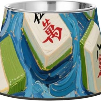 Художественная роспись, синяя китайская миска для кормления маджонга, миски для собак из нержавеющей стали, нескользящие миски для кормления кошек, удобные миски для кормления мелких животных, для домашнего кормления собак.