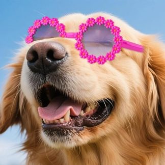 Pink Floral Cat Glasses for Small Dog Cat Pet Flower Sunglasses for Pet Accessory Photo Props Kitten Puppy Party Cosplay Christmas Halloween Decor