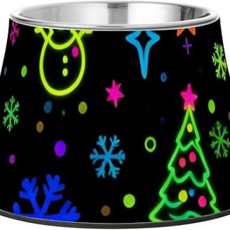 Рождественская миска для корма для собак в виде снеговика и Санты с подставкой, радужная, из нержавеющей стали, для любимого питомца, для медленного кормления собак.