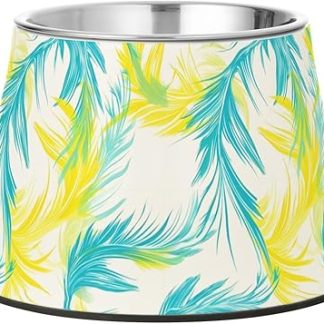 Нарисованный от руки фениксом, неоново-желто-синие миски для домашних животных с подставкой, миска из нержавеющей стали для медленного кормления кошек, удобные для кошек с усами, Cuencos Elevados