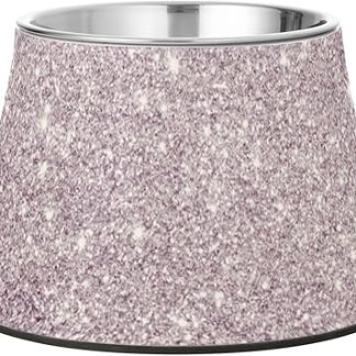 Серая, фиолетовая, блестящая, с эффектом звездного неба, приподнятая миска для воды для домашних животных, модернизированная подставка из нержавеющей стали для средних собак, предотвращающая усталость усов.