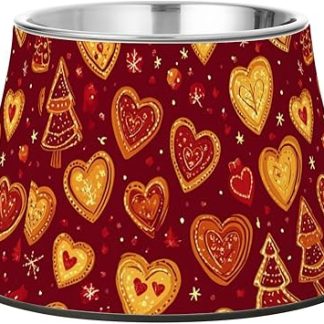 Рождественские миски для домашних животных в форме красного сердца, нескользящие, из нержавеющей стали, удобные.