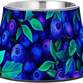 Миски для корма для собак с цифровым рисунком «Неоновые ягоды», нескользящие, из нержавеющей стали, приподнятые, для медленного кормления собак, помогают справиться с усталостью.