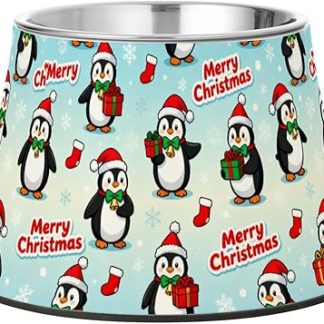 Счастливого Рождества! Очаровательные миски для собак в виде пингвинов, подставка из нержавеющей стали для мисок, безопасные для ваших питомцев.