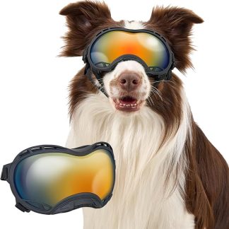 OneTigris Dog Goggles, Dog Sunglasses for Large Dogs with Adjustable Strap UV Protection, Windproof, Suitable for Medium Large Breed, Dogs Eyes Protection