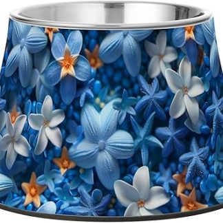 Миски для воды и еды для домашних животных Star Flower Sapphire Blue в современном стиле, улучшенные миски из нержавеющей стали для кормления кошек средних пород, а также раздельные миски Whiskers для собак, способные выдерживать усталость.