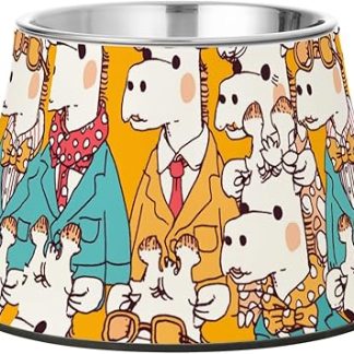 Миска для собак в виде желтого жирафа с мультяшным рисунком, нескользящая, из нержавеющей стали, для собак, кошек, кроликов и птиц, подходит для собак с усами.