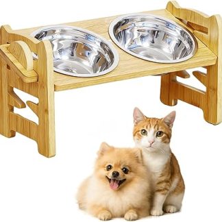 Приподнятая миска для собак на подставке, регулируемая высота, нескользящая миска с 2 мисками из нержавеющей стали, приподнятая миска для маленьких собак и кошек.