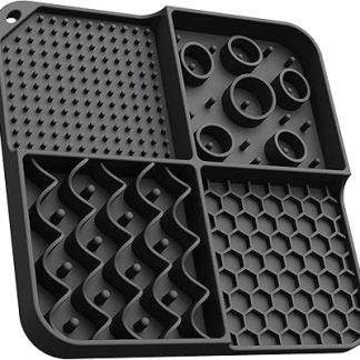 Коврик для вылизывания собак Eiito, 1 шт., коврик для вылизывания с присосками, без бисфенола-А, можно мыть в посудомойке, подстилка для вылизывания собак, подстилка для вылизывания кошек, для купания и приучения к туалету, черный.