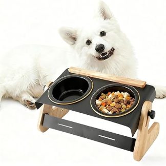 Регулируемая приподнятая миска для собак, приподнятая кормушка с нескользящей поверхностью, диапазон высоты 9-14 см, миски из нержавеющей стали для средних и крупных собак, удобная