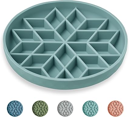 Миска для собак OHMO Anti-schling Dog Bowl, для здорового питания, предотвращает метеоризм, нескользящая, экологичная, силиконовая, в форме ромба (синяя).