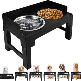 Регулируемые по высоте миски для собак Dokeno, 5 уровней высоты, с противожелудочной миской и стальной миской, для средних и крупных собак.