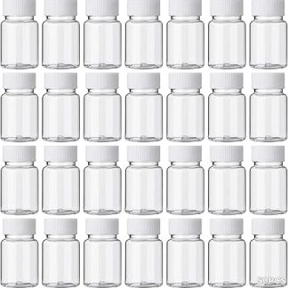 50 многоразовых прозрачных пластиковых бутылок для сока BOSREROY объемом 56,7 г/50 мл с завинчивающимися крышками, идеально подходят для хранения в холодильнике и отжима сока.