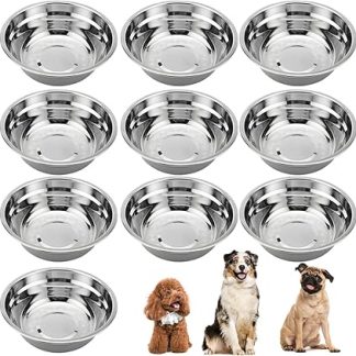 Миски для собак из нержавеющей стали, металлические миски для собак, 10 штук, устойчивые к ржавчине, легко моются, миски для еды и воды, идеально подходят для любого климата и содержания нескольких питомцев, 20