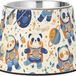 Миска для воды с милыми мультяшными животными-космонавтами, нескользящая, из нержавеющей стали, для любимого питомца, чтобы облегчить появление усов.