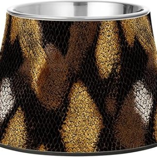 Миски-кормушки для собак с принтом под золотистого питона, приподнятые миски для воды из нержавеющей стали для собак средних размеров, средство от усов.