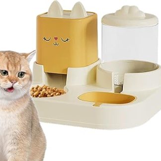 Кормушка и поилка для кошек, диспенсер для корма для домашних животных - станция кормления собак 2 в 1 с мультяшным рисунком кошки, автоматическая кормушка и поилка для домашних животных, две большие миски