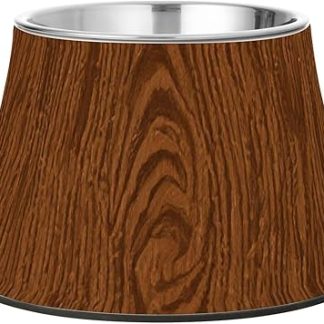 Коричневые миски для корма для собак с подставкой, выполненные в винтажном стиле под дерево, миски для кормления кошек из нержавеющей стали для любителей своих питомцев, безопасные для усов.