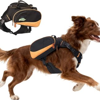 Dog Backpack Suitable for Medium-Sized Dogs, Adjustable Lightweight Pet Harness, Built-in Poop Bag Dispenser, Waterproof and Safe, Suitable for Hiking, Puppy Training, Or Daily Walks, M