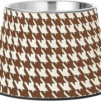 Классические коричнево-белые миски для корма для домашних животных с узором «гусиная лапка», цвета хаки, подставка из нержавеющей стали для медленного кормления кошек, средство от усов.