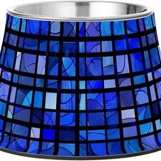 Усовершенствованные миски для корма для собак и кошек из нержавеющей стали с синей решеткой, предназначенные для кошек, кроликов, птиц и других животных.