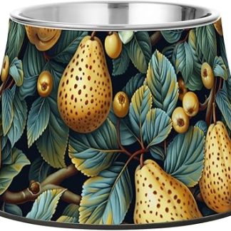 Вкусные миски для корма для собак с узором «груша», желтые, осенние, из нержавеющей стали, приподнятая миска для кошек для медленного кормления собак, удобное кормление