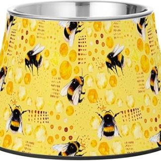 Желтые миски-кормушки для собак в форме пчелы, приподнятые миски из нержавеющей стали для воды для собак, кошек, кроликов и птиц. Удобное кормление.