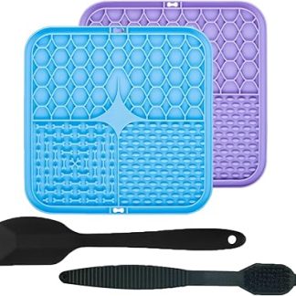 2 шт. Коврик для питья, медленное кормление, фиолетово-синяя миска для кошек с присоской, предназначенная для купания, дрессировки, ухода за шерстью и красоты.