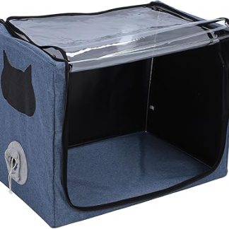 Складной держатель для небулайзера для животных, просторная кислородная камера для кошек и собак, двойные отверстия, прозрачный дизайн, легко чистится, для домашнего использования.