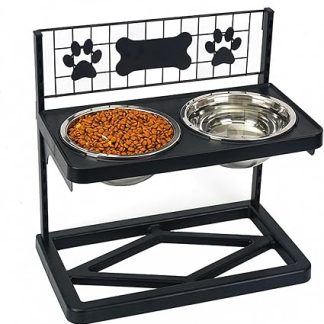 Подставка для мисок для собак, регулируемые подставки для еды и воды для кошек, набор из 2 мисок из нержавеющей стали, подставка для кормления домашних животных.