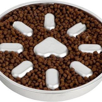 Миска для медленного кормления собак, нержавеющая сталь, головоломка для кормления питомца, 23 x 21 x 3,5 см, 2 чашки, нескользящая миска для собак, интерактивное кормление, медленное кормление, миска для еды