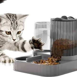 Автоматическая кормушка для кошек | Большая миска с резервуаром для воды - автоматическая подача сухого и влажного корма, щенков, котят, мелких и средних пород, для использования в помещении, на балконе, в саду, на заднем дворе.