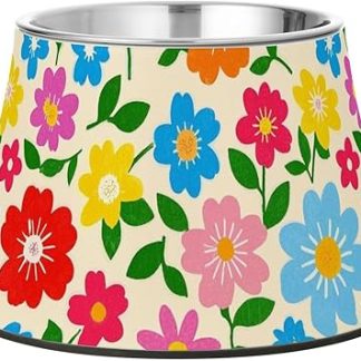 Яркие, свежие летние цветы в мисках для собак. Улучшенные миски для кошек из нержавеющей стали для медленного кормления. Успокаивающий эффект для усов.