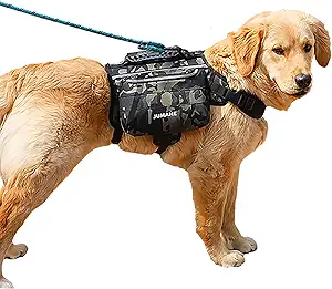 x Jumahe 2-in-1 Dog Vest Harness Backpack for 55-100 lbs Large Dogs, 2 Saddle Bags, Waterproof, Reflective Strips for Safe Walking, Hiking, Training (Camo)