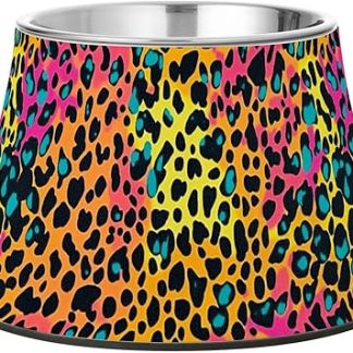 Красочные миски для кормления собак Cleetah с животным принтом, нескользящие миски из нержавеющей стали для кошек, которые медленно кусают. Облегчение для кошек с усами.