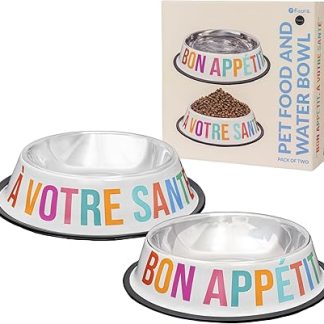 Fisura – Набор из 2 мисок для собак из нержавеющей стали bon appétit, красочная нескользящая миска объемом 500 мл для еды и 1000 мл для воды, функциональный набор для кормления.