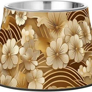 Золотые японские винтажные цветы, миска для воды в виде животных, приподнятая миска для кошачьего корма из нержавеющей стали для любимого питомца, усы, усталость, Plato Para Gatos