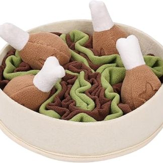 Интерактивная миска для корма для домашних животных, ведерко в виде куриной ножки, плюшевый коврик для собак с функцией обнюхивания, умственная стимуляция, снятие стресса, обогащение среды во время кормления.