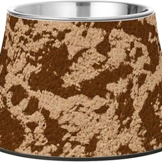 Винтажная однотонная коричневая миска для корма для домашних животных с нескользящей поверхностью из нержавеющей стали, предназначенная для собак среднего размера, для медленного приема пищи.