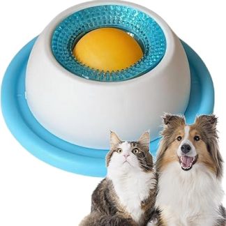 Мячик для вылизывания собак, мячик для вылизывания собак, успокаивающая миска для вылизывания с мячиком, герметичные силиконовые миски для вылизывания с присоской, для собак и кошек (синий-C)