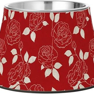 Белая роза, красная ретро-миска для воды и корма для кошек из нержавеющей стали, улучшенная, для мелких животных, с рисунком усов, от усталости.