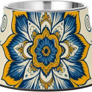 Современные модные миски для корма для собак сине-золотого цвета с узором «пейсли» и подставкой, миска для воды из нержавеющей стали для маленьких собак, Whiskers Friendly comedero para gatos