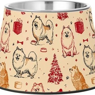 Милые мультяшные собачки, рождественская миска для корма для собак, приподнятая миска из нержавеющей стали для кормления домашних животных, чтобы облегчить страдания ваших питомцев.