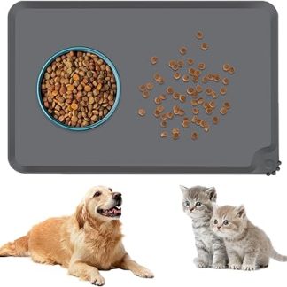 Водонепроницаемый силиконовый коврик для кормления собак, не содержащий бисфенола-А, нескользящий коврик для собак и кошек, темно-серый.