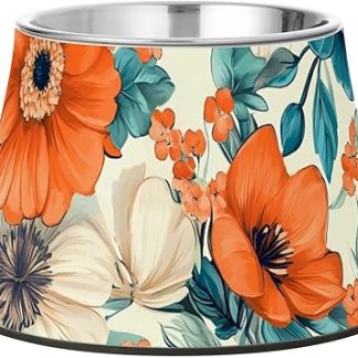 Цветы богемы, бирюзовый коралл, миска для корма и воды для собак с подставкой из нержавеющей стали, простые миски для животных, усы, облегчение, platos de comida para gatos