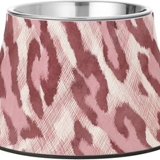 Миска для собак Chanpagne Peach с леопардовым принтом, нескользящая подставка из нержавеющей стали для медленного кормления кошек.