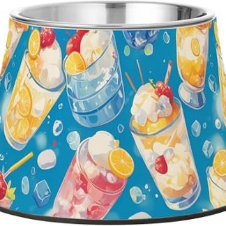 Летняя прохлада. Миска для воды для собак ледяного синего цвета с подставкой. Приподнятая миска из нержавеющей стали для кошек средних пород. Усталость от усов.