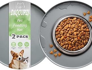 2 шт. Подстилка под миску для собак, светло-серая, 25 x 25 см, силиконовая подстилка с бортиками, подстилка для миски для кошек, собак и мелких животных, 2 шт.